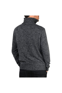 Krisp Mens Knitted Half Zip Funnel Neck Sweater (Black)