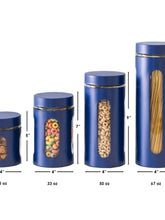 Load image into Gallery viewer, 4 Piece Stainless Steel Canisters with Multiple Peek-Through Windows, Navy