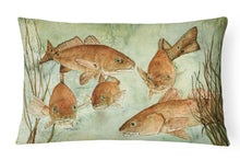 Load image into Gallery viewer, 12 in x 16 in  Outdoor Throw Pillow Red Fish Swim Canvas Fabric Decorative Pillow