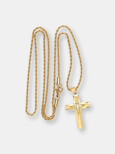 18K Gold Plated Accent Cut Cross Pendant Necklace