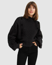Load image into Gallery viewer, Higher Love Cropped Cable Knit Jumper - Black