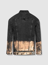 Load image into Gallery viewer, Longer Washed Black Denim Jacket with Rose Gold Foil