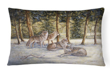 Load image into Gallery viewer, 12 in x 16 in  Outdoor Throw Pillow Wolves by Daphne Baxter Canvas Fabric Decorative Pillow