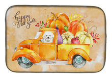 Load image into Gallery viewer, 14 in x 21 in Fall Harvest Bichon Fris� Dish Drying Mat