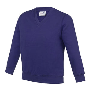 AWDis Academy Childrens/Kids Junior V Neck School Jumper/Sweatshirt (Pack of 2) (Purple)