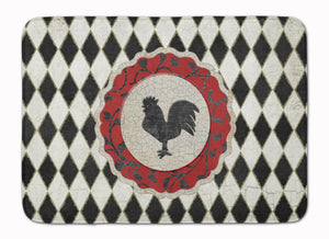 19 in x 27 in Rooster Harlequin Black and white Machine Washable Memory Foam Mat