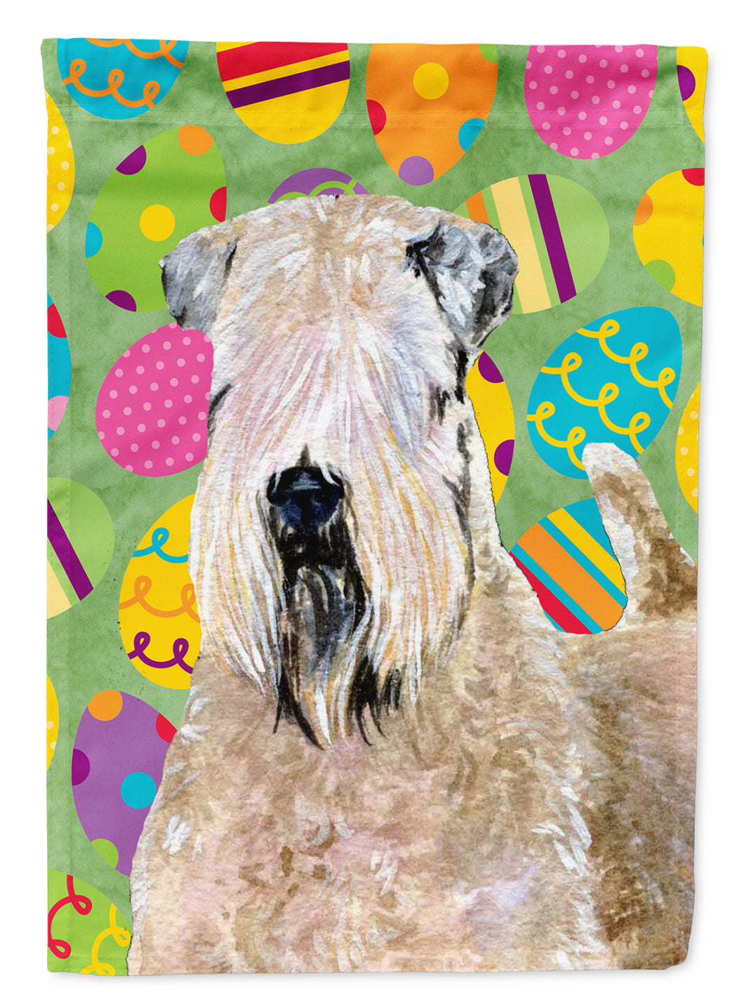 11 x 15 1/2 in. Polyester Wheaten Terrier Soft Coated Easter Eggtravaganza Garden Flag 2-Sided 2-Ply