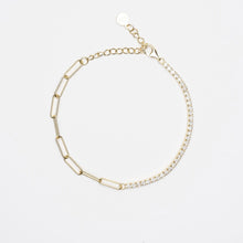 Load image into Gallery viewer, Naomi Gold Tennis Bracelet With Square Link Chain