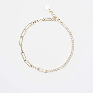Naomi Gold Tennis Bracelet With Square Link Chain