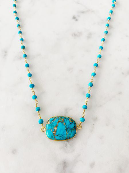 Mrs. Parker Endless Summer Copper Turquoise Necklace in Gold