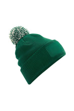 Load image into Gallery viewer, Unisex Adults Snowstar Printers Beanie - Bottle Green/Off White