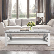 Load image into Gallery viewer, Agatha 44&quot; Rectangular Italian Carrara White Marble Coffee Table With White Color Solid Wood Legs