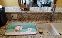 Load image into Gallery viewer, 14 in x 21 in Maltese Snowman Christmas Dish Drying Mat