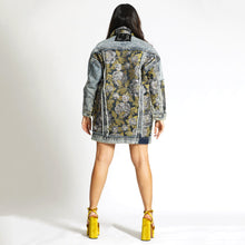 Load image into Gallery viewer, Brocade And Rhinestones Embellished Denim Jacket