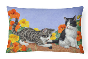12 in x 16 in  Outdoor Throw Pillow Kittens on Wall Canvas Fabric Decorative Pillow