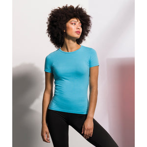Skinni Fit Womens/Ladies Feel Good Stretch Short Sleeve T-Shirt (Stone Blue)