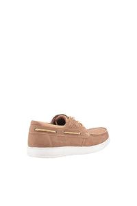 Mens Liam Lace Up Leather Boat Shoe - Camel