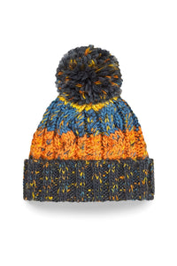 Junior Corkscrew Pom Pom Beanie - Retro Blues