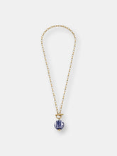 Load image into Gallery viewer, Laurel Chinoiserie T-Bar Necklace in Blue &amp; White