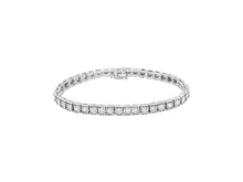 Load image into Gallery viewer, .925 Sterling Silver Brilliant-Cut Round Diamond Square Frame Miracle-Set Tennis Bracelet