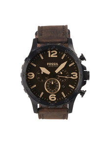 Nate JR1487 Elegant Japanese Movement Fashionable Chronograph Brown Leather Watch