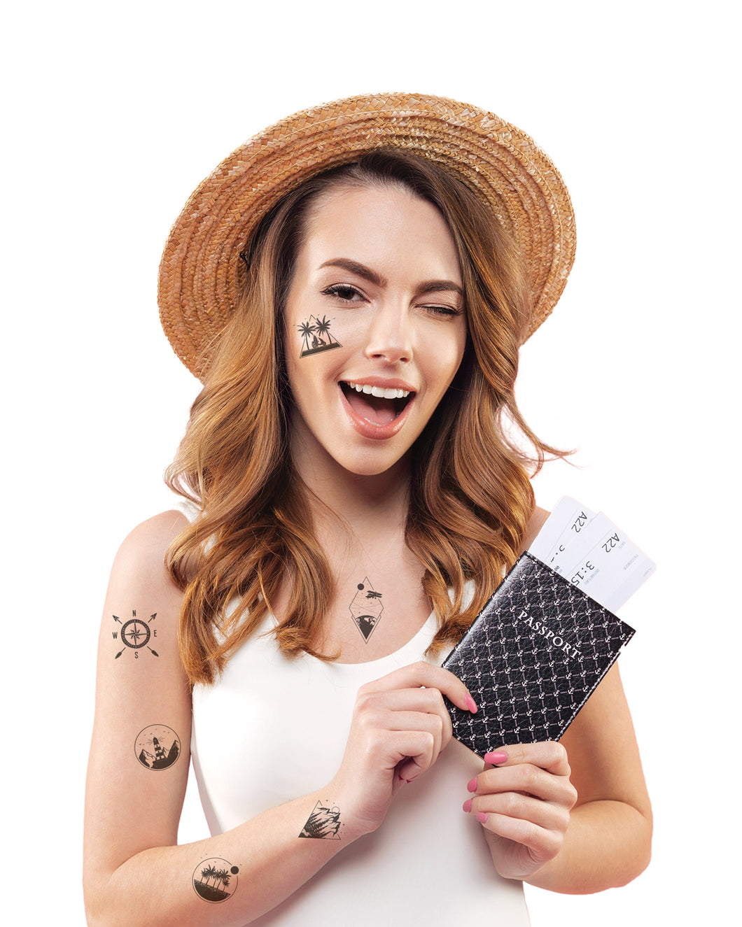 Travel Temporary Tattoos Set