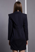 Load image into Gallery viewer, Navy Asymmetrical Blazer Dress