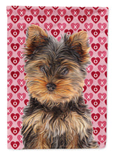Load image into Gallery viewer, Hearts Love And Valentine&#39;s Day Yorkie Puppy / Yorkshire Terrier Garden Flag 2-Sided 2-Ply
