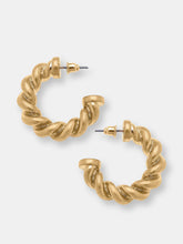 Load image into Gallery viewer, Natalie Twisted Metal Statement Hoop Earrings in Worn Gold