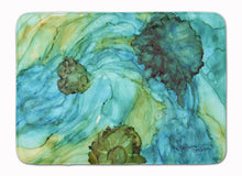 Load image into Gallery viewer, 19 in x 27 in Abstract in Teal Flowers Machine Washable Memory Foam Mat