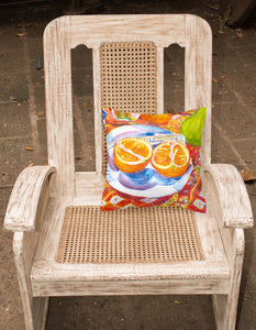 14 in x 14 in Outdoor Throw PillowFlorida Oranges Sliced for breakfast Fabric Decorative Pillow