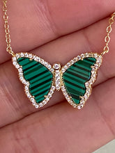 Load image into Gallery viewer, Malachite Butterfly Necklace With Crystals
