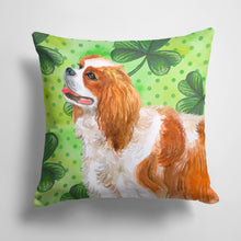Load image into Gallery viewer, 14 in x 14 in Outdoor Throw PillowCavalier Spaniel St Patrick&#39;s Fabric Decorative Pillow