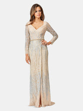 Load image into Gallery viewer, Lara 29467 - Long Sleeve Lace Gown with Wrap Skirt