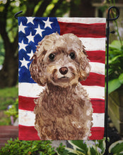 Load image into Gallery viewer, 11 x 15 1/2 in. Polyester Brown Cockapoo Patriotic Garden Flag 2-Sided 2-Ply