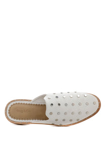 Jodie White Studded Leather Mule
