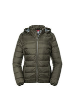 Load image into Gallery viewer, Russell Womens/Ladies Nano Hooded Jacket (Dark Olive)