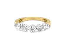 Load image into Gallery viewer, 14K White and Yellow Gold 1 1/2 Cttw 2 Prong Cup Set Round-Cut Diamond 5 Stone Ring Band